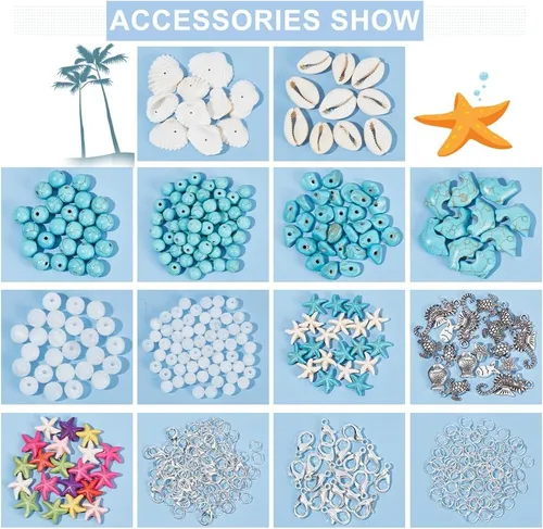 406pcs Océano Kit De Joyería De Conchas De Mar De Est...