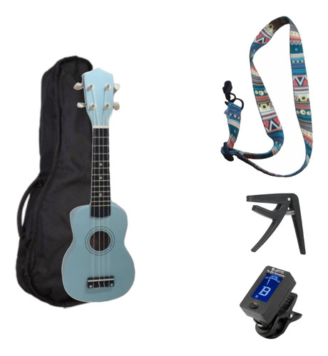 Pack Ukelele Soprano Funda + Capodastro + Correa + Afinador