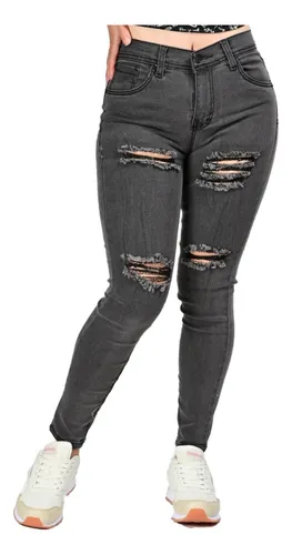 Pantalon negro deslavado mujer hot sale