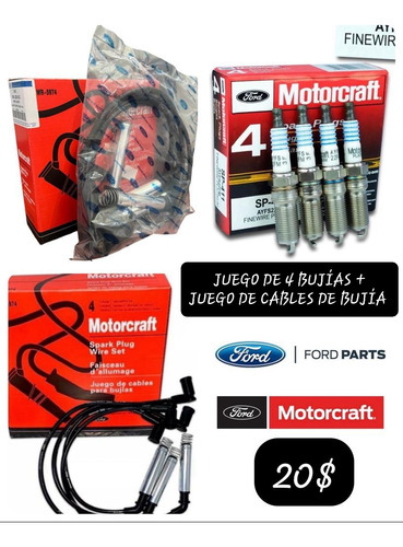 Bujías Fiesta Power Max Move + Cables De Bujía Motorcraft 