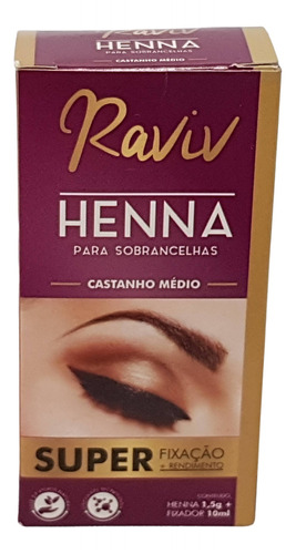 Material Design Sobrancelha Rosa Henna Raviv Navalha Pinça Cor Castanho Médio