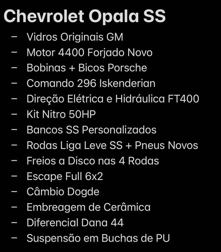 Imagem 3 de 15 de Chevrolet Opala 4.1 Ss 12v Gasolina 2p Manual