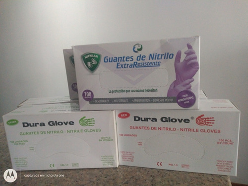 Caja Guantes Nitrilo Rojo Y Morado L Y M X100 Unidades