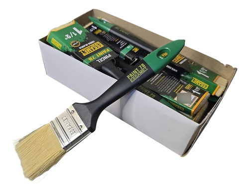 12 Pinceles Virola Nº1 Cerda Blanca Nº15 Essamet Paint 78 Cerdas Beige