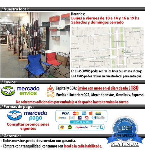 Combo Pesca Pejerrey Caña Surfish Star 4m + Reel 8 Rul + Anz