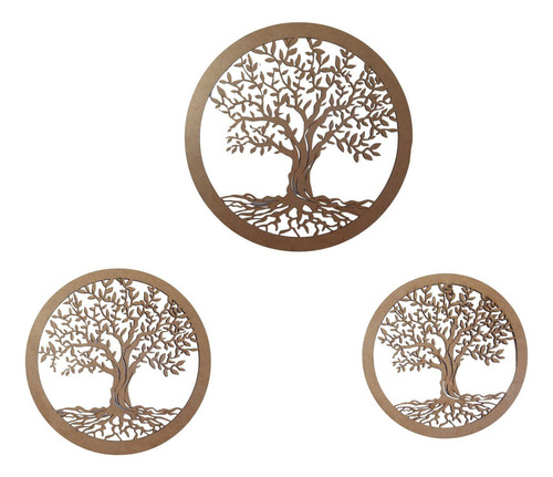 Trio De Quadros Mandala Decorativo Parede Mdf Crú - 2012