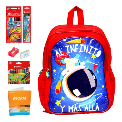 Kit Mochila Astronauta Talbot Lapice Crayon Simball Cuaderno