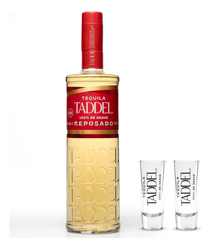Tequila Taddel Reposado 1000 Ml Con 2 Vasos Tequileros
