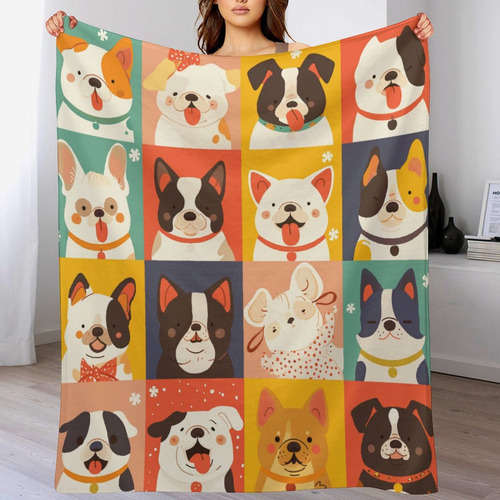 Mantas De Franela Con Dibujos Animados De Perros, 80 X 100 C