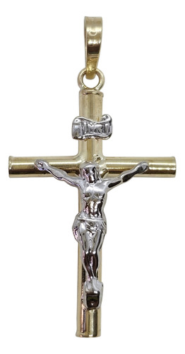 Dije Cruz Crucifijo Tubo / Cristo Oro 10k + Cadena Regalo