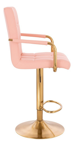 Banco Individual En Pu Con Brazos Base Cromo Dorado Cromo Dorado Rosa