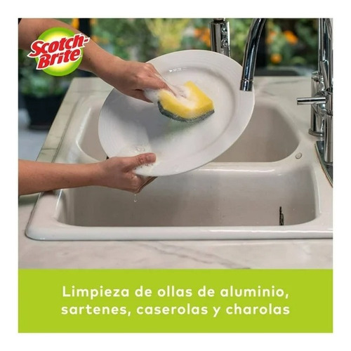 2 Pzs Fibra Esponja 3m Scotch Brite Grande 1 Pza