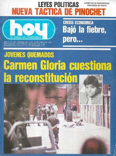 Revista Hoy N° 495 / 18 Enero 1987 / Caso Quemados