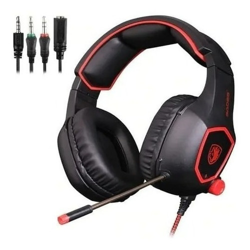 Audifonos Sades Sa 818 Color Negro/Rojo