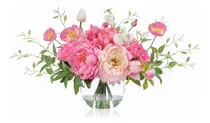Comprar Flores Artificiales En Florero, Ramo De Hortensias De Seda Y