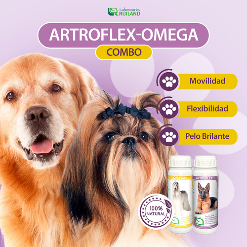 Artroflex Y Omega Ruiland Combo 200 Tabletas Vitaminas para Perro