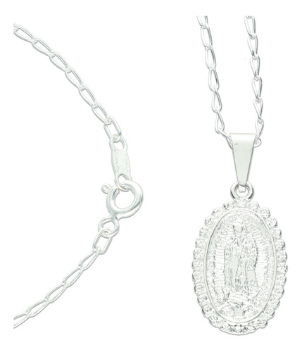 Dije Medalla Virgen Óvalo Oztext + Cad Plata .925