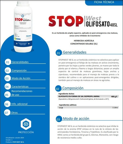 Imagen 2 de 4 de Stop West Glifosato 48% Herbicida Post Emergente