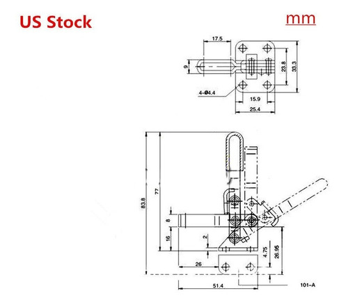 2pcs 101a Vertical Palanca Antideslizante De Quick-release A