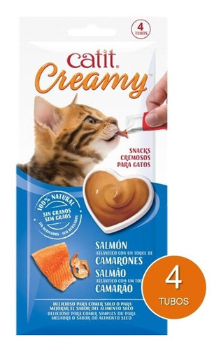 Snack Gato Catit Creamy Sabor Salmón Y Camarones 40gr. Np