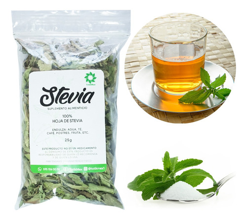 Endulzante De Hoja De Stevia Entera 100% Natural 100 Gr