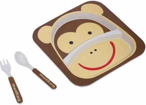 Kit de platos, tazas, cuberterías para niños, Healthy Bamboo Ia, 5 unidades, color mono