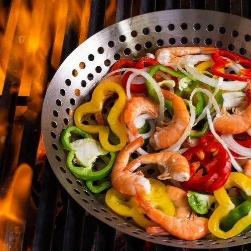 Imagem 2 de 5 de Panela Frigideira Wok Aço Inox Churrasqueira Grelhar Gourmet