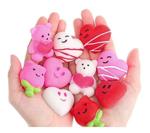 Kit 5 Squishy Mochi Cachorrinho Coraçãozinho Ursinho Lindos