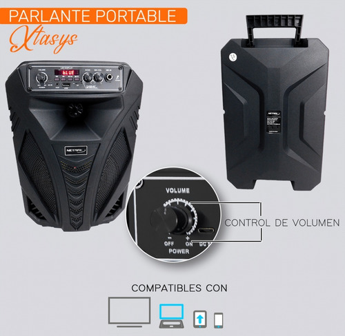 Imagen 6 de 10 de Parlante Portátil Inalámbrico Bluetooth Karaoke Grande Caja
