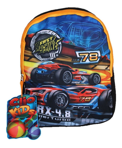 Mochila Infantil Escolar Costas Carros Carrinho - Clio Cor Preto