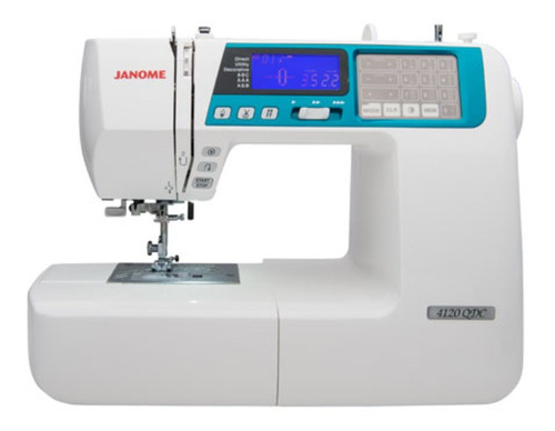 Máquina De Coser Janome Alta Gama 4120qdc Portable Blanca Y Azul 110v/220v