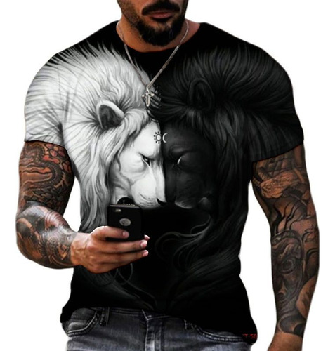 León Lucha Animal Bestia Feroz 3d Verano Calle Camiseta