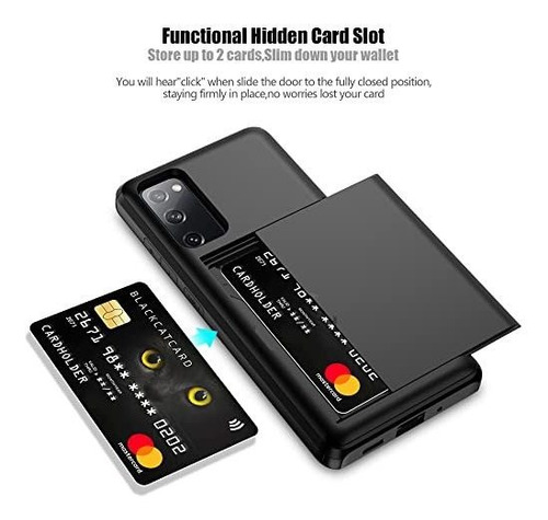 Funda Resistente Negra Para Samsung S20 Fe Con Tarjetero
