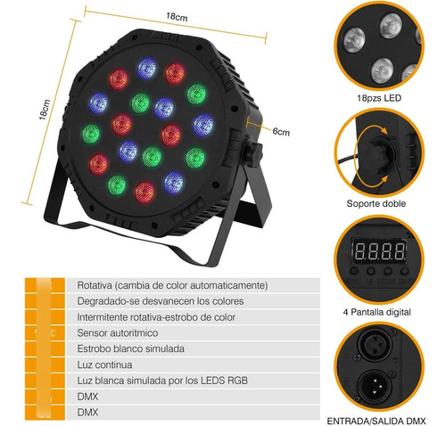 Cañon De Leds Rgb Audioritmico Dmx Multicolor Control Remoto