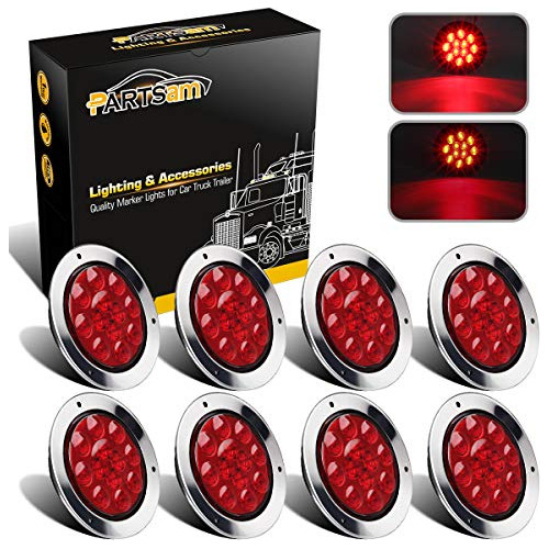 8pcs 4 Inch Round Led Stop Turn Tail Lights Red 12led F...