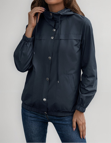 Chamarra Impermeable Para Mujer, Impermeable Con Capucha En