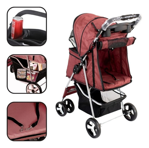 Cohe Para Perros De 4 Ruedas Marca Pet Driver Color Rojo