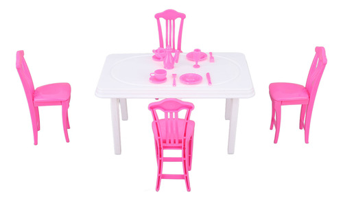 Simulación De Juego De Mesa De Comedor, Silla Y Casa De Muñe