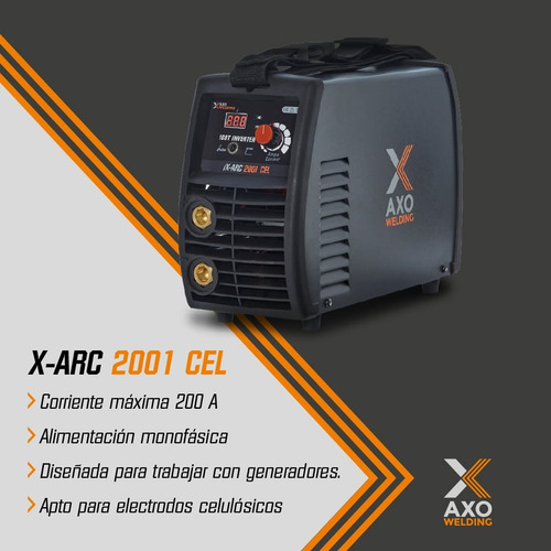 Soldadora Inverter Mma Axo X-arc 2001 Cel 200a Celulosico Negro