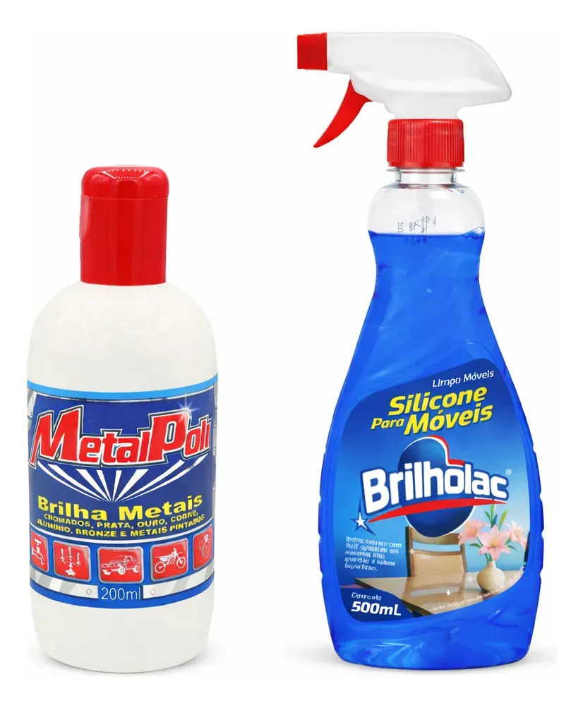Silicone Para Móveis Spray E Polidor De Metais Kit Brilholac