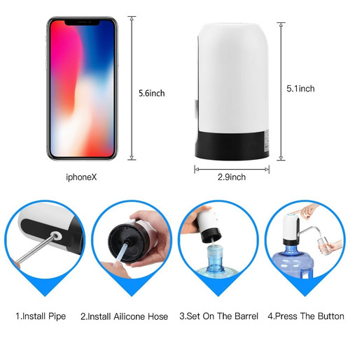 Imagen 4 de 5 de Dispensador De Agua Eléctrico Usb Recargable