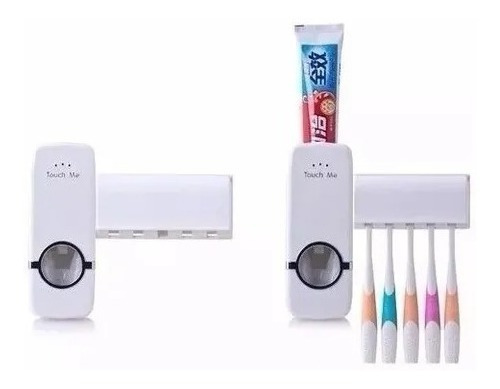 Dispenser Pasta Dental Porta Cepillo 2 En 1 Soporte Touch Me Color Blanco
