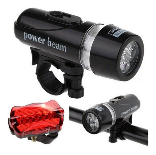 Imagen 2 de 4 de Luz Bicicleta Delantera Manubrio Y Trasera Roja Par 2 Luces