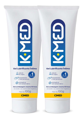 Kit C/ 2 Unidades - Gel Lubrificante Íntimo K-med 100g Sem Sabor