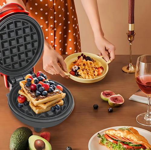 Mini Wafflera Electrica Anthiaderente Portatil Cocina Facil