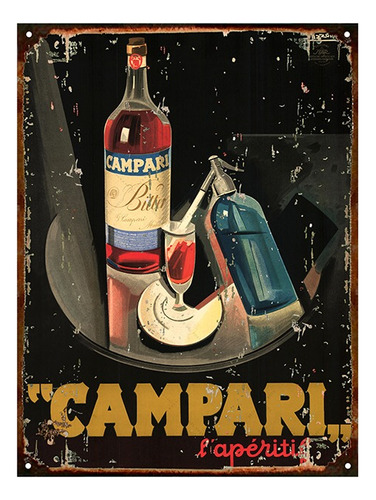 Carteles De Chapa Vintage Aperitivo Campari No Es Vinilo