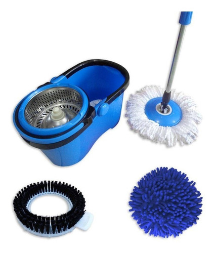 Balde Mop Perfect Pro 360 C/ 3 Refis Cesto Inox Limpeza Pesa