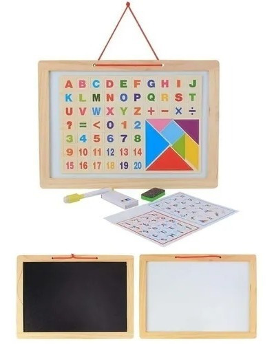 Imagen 1 de 10 de Pizarra Magnética Madera Montessori Letras Imán Cubeta Toys