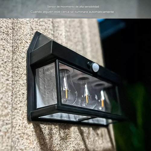 Aplique Lampara Solar Impermeable Con Sensor Vintage 3led