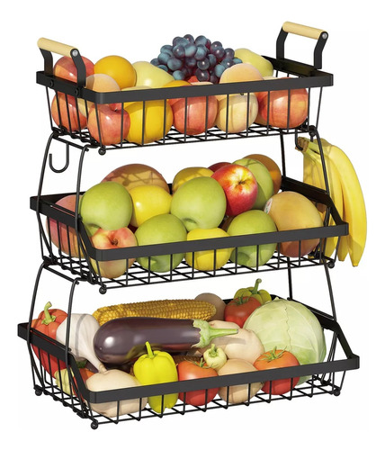 Cesta Organizadora De 3 Niveles Para Fruta Y Verduras